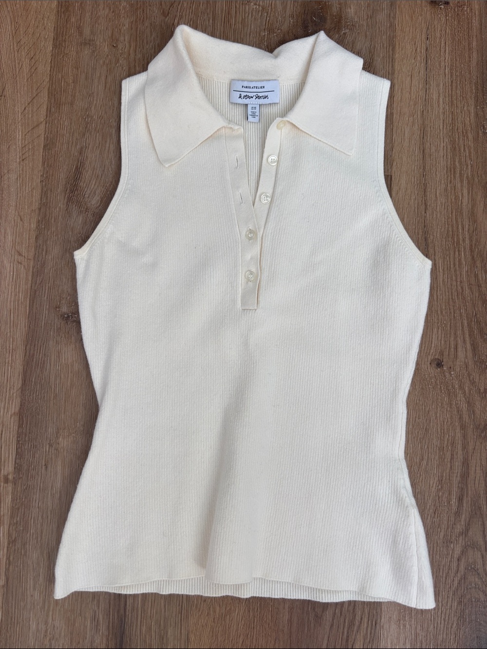 &other stories Sleeveless Knit Polo Tank in Cream XS